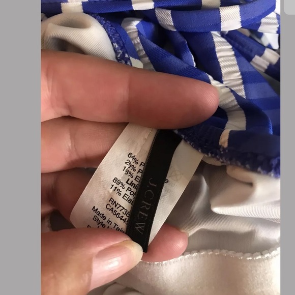 J.CREW Lace-Up Back Swimsuit Cobalt Blue White Striped VNeck Nautical Classic - Picture 9 of 12
